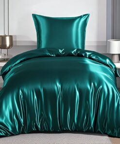 RUIKASI Satin Bettwäsche 135x200cm Grün - Luxus zur Nacht Glüht wie Seide, für Haar und Haut, OEKO-TEX Glänzend Bettset