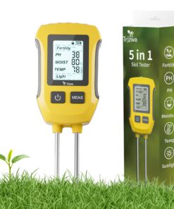 TRJZWA Pflanzen-Feuchtigkeitsmessgerät 5 in 1 für Gärten und Rasen mit Beleuchtetem LCD-Display