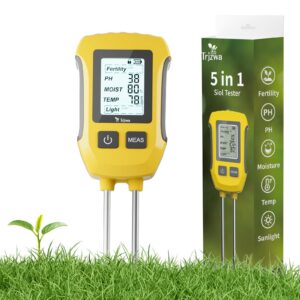 TRJZWA Pflanzen-Feuchtigkeitsmessgerät 5 in 1 für Gärten und Rasen mit Beleuchtetem LCD-Display