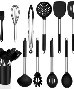 Onader Schwarz Küchenhelfer Set mit Antihaft & Edelstahlgriff für Kochen und Backen