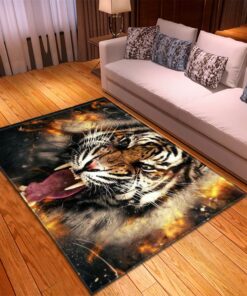 Morbuy 3D Tier Drucken Teppich Waschbar rutschfest Kinderzimmer Dekoration (80x120cm, Tiger) Morbuy 3D Tiger Drucken F