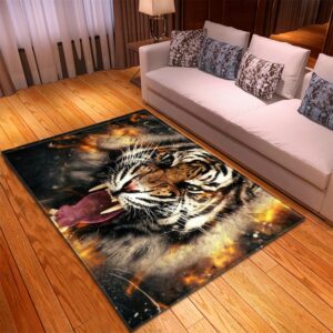 Morbuy 3D Tier Drucken Teppich Waschbar rutschfest Kinderzimmer Dekoration (80x120cm, Tiger) Morbuy 3D Tiger Drucken F