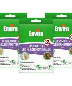 Envira 2 in 1 Mottenfalle - 6 Stück für 3 Monate Mottenschutz - Kleidermotten & Lebensmittelmotten