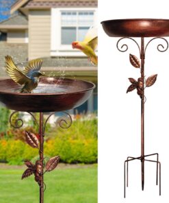 Restorgan Antike Bronze Stehend Vogelbad für den Garten Winterfest Vogeltränke (5-Zinken-Basis) Frostsicher Magnum Freis