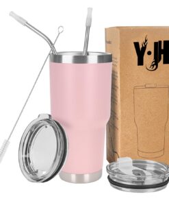Y·J&H Doppelwandiger Vakuum-Isoliert Autobecher - Rosaxima Becher für thermischen Kaffee und Tee - 30oz (850ml) - Edelst