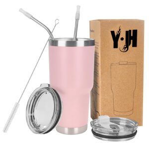 Y·J&H Doppelwandiger Vakuum-Isoliert Autobecher - Rosaxima Becher für thermischen Kaffee und Tee - 30oz (850ml) - Edelst