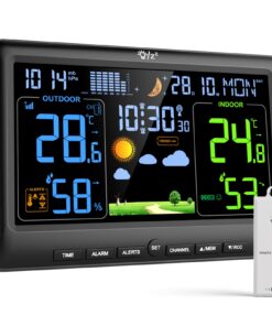 LIORQUE Digital Thermometer & Hygrometer mit Wettervorhersage für Zuhause & Büro - DCF-Funkuhr & Innen/Outer Funkwetters