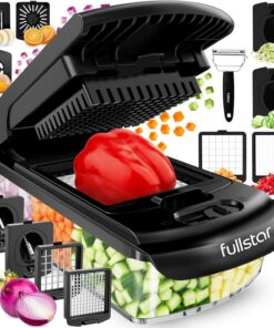 Fullstar Gemüseschneider 9-in-1 Multifunktional - Spiralschneider Würfelschneider für Kartoffeln Gurken Früchte - Schwar