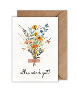 WBdesignz Trostkarte "Alles wird gut!" für Freunde und Familie (DIN A6) - Herzliche Aufmunterung mit Umschlag WBdesign