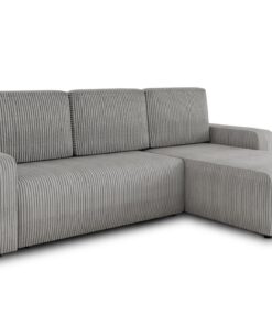 Sofnet Roma L Ecksofa mit Schlaffunktion und Bettkasten - Glatt Cord Stoff - L-Form Polstersofa, Schlafsofa, Ottomane Un