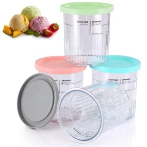 PCTTOIL Creami Deluxe Behälter für Ninja Eismaschine - 4 Stück BPA-frei, Spülmaschinenfest, farbige Deckel | Ideal für F