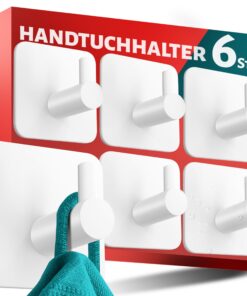 Menz Weiße Badezimmer Handtuchhalter 6er Set - stabil und rostfrei