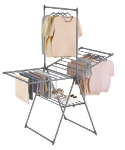 SONGMICS zusammenklappbarer Wäschetrockner, 24 Stangen, Platzsparend, für Familie, Gartenuse, 24 Hängestangen, LLR521G01