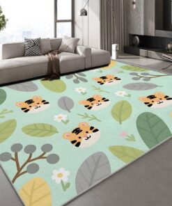 Generisch Wohnzimmer Teppich 120x160 cm 3D Druck Tiger Blätter Muster für Familien Anti Rutsch und Waschbar mit Leichtre