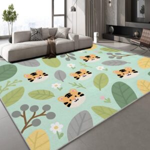 Generisch Wohnzimmer Teppich 120x160 cm 3D Druck Tiger Blätter Muster für Familien Anti Rutsch und Waschbar mit Leichtre