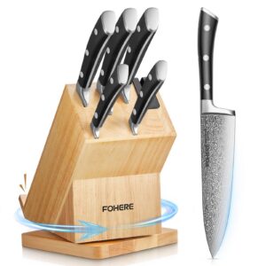 Küchenmesser Set Scharf, Drehbar 360 Grad, 5Cr15 Klingenstahl Messerblock | Küchenmesser 6-Teilig Drehbar 360 Grad, Sch