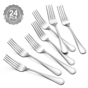 BEWOS Edelstahl Tafelgabeln 24 Stück, Spülmaschinenfest, Spiegelpoliert, Ideal für Haus, Restaurant und Hotel, Qualitäts