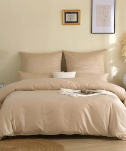 Soulful Kühlend Bettwäsche Baumwolle Oeko-TEX, Mako Satin Sets, Beige 135x200 Bettbezug + 80x80 Kissenbezug, Oeko-TEX Ze