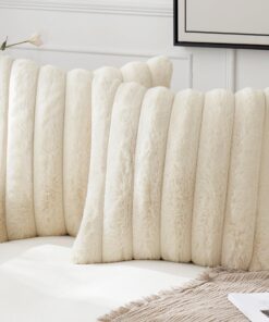 MIULEE Weihnachtsdekor 2er Set Plüsch Kissenbezüge für Wohnzimmer Cremeweiß