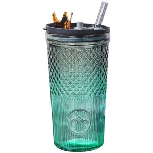 Vintage Kaffeebecher Glas Tumbler mit Stroh und Deckel für heißes/kaltes Getränk - 20oz Clear Eced - Verlauf, WI