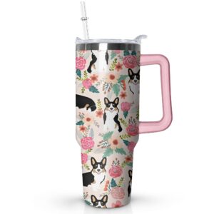 Xchearser Niedlicher Corgi-Becher, Edelstahl-Isolierbecher mit Deckel und Strohhalm, Geschenke für Frauen Xchearser Cor