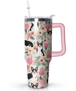 Xchearser Niedlicher Corgi-Becher, Edelstahl-Isolierbecher mit Deckel und Strohhalm, Geschenke für Frauen Xchearser Cor