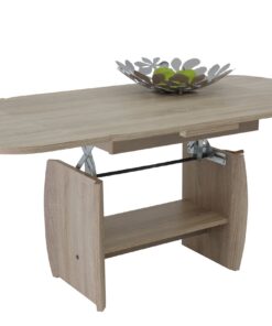 Hela Funktionscouchtisch Michael, Holzoptik melaminbeschichert, für Livingzimmer, höhenverstellbar bis 62cm, ausziehbar