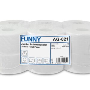 Funny Jumbo Hochweiß Toilettenpapier - 2 Lagig, 1er Pack (12 Stück) für große Familie