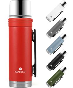 SANTECO Thermoskanne 1L - Heißgetränke Thermosflasche mit Trinkbecher - Auslaufsicher Edelstahlisolierung für Kaffee & T