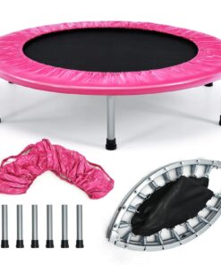 GOPLUS Fitness-Trampolin für Kinder und Erwachsene, belastbar bis 150 kg, klappbar mit rutschfesten Füßen, Ø97cm