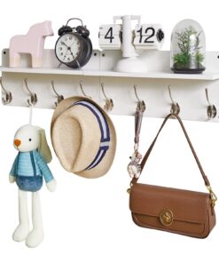 YMYNY White Hanger Set für Mäntel und Jacken - 8 Double Hooks, 2er Set Wandregal, Holzmaterial, passt für Eingang oder S