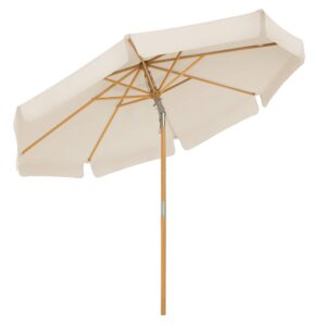 SONGMICS achteckiger Gartenschirm 270 cm, Outdoor für Balkon und Terrasse, Sonnenschutz und Knickbarkeit, beige GPU270M0