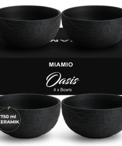 MIAMIO Keramik-Schüsseln 750 ml Mikrowavle-, Spülmaschine- und Ofenfest Set für Salate, Suppen und Müsli - Oasis Kollekt