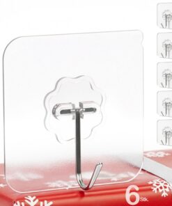 Menz selbstklebende Haken – 6 Stück Klebehaken extra stark, wetterfest und rostfrei, perfekt für Weihnachtsdekoration, K
