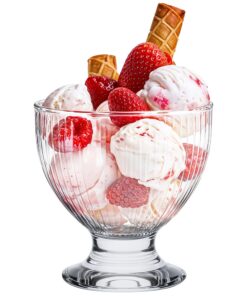 KONZEPT Eisbecher Glas 4er Set 405 ml geriffelt mit Fuß für Schichtdessert & Eis