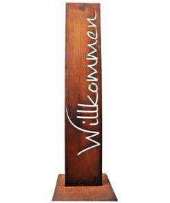 Rostikal Willkommen Schild Edelrost Gartendekoration Rostoptik 100 cm