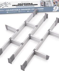 Verstellbarer Aluminium-Schubladen-Organizer, 9er-Set (3 lang + 6 kurz) 44,5-50 cm tief für clutter-freie Küche & Büro