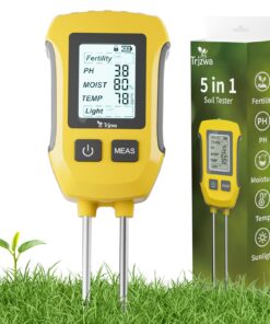 Feuchtigkeitsmessgerät Pflanzen 5‑in‑1 – Beleuchtetes LCD, PH/Feuchte/Temperatur/Lichtmesser für Garten & Rasen
