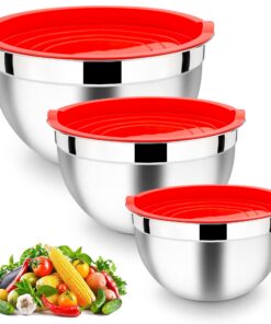 HaWare Rührschüssel Edelstahl Salatschüssel 3er Set - Rot
