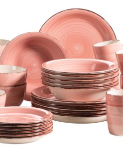 MÄSER 931615 Bel Tempo IIVintage Geschirr Set für Heimesser und Speisen mit handbemaltem Rosa Design | MÄSER 931615 Bel