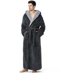 PUTUO Winter Morgenmantel für Herren: Weiche warme Fleece_bademantel - Extra langer flauschiger Plüsch Hausmantel - OEKO