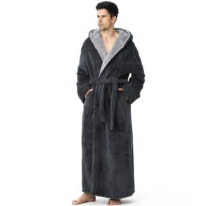 PUTUO Winter Morgenmantel für Herren: Weiche warme Fleece_bademantel - Extra langer flauschiger Plüsch Hausmantel - OEKO