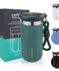Disoza Thermobecher 340 ml zu Go Kaffeebecher Grün Mit Deckel