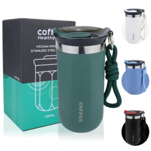 Disoza Thermobecher 340 ml zu Go Kaffeebecher Grün Mit Deckel