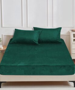 YASMENG Winter Spannbettlaken 140x200cm Grün Dunkelgrün Warm Kuschelig Fleece für 30cm Matratze OEKO-TEX STANDARD 100