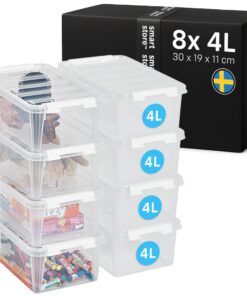 SmartStore kleine Aufbewahrungsboxen aus Kunststoff, Lebensmittelgerechte Clipverschlussdichtung, 8 Stück, stapelbar und