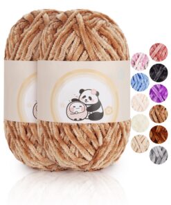 Aeelike Warme Plüschwolle Chenille Garn Hell Khaki, Weich und Flauschig für Mützen, Schals und Decken, OEKO-TEX STANDARD