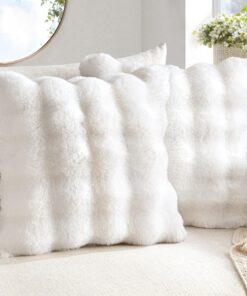 MIULEE Weihnachten Plüsch Kissenbezug Für Schlafzimmer Waschbar Deko Weiß 2er Set