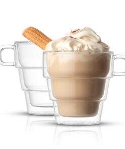 JoyJolt Doppelwandige Kaffeebecher - isoliert - für den Arbeitsplatz - 16 oz - elegant - 2er Set