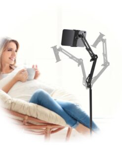 KigerNee Tablet Bodenständer Höhenverstellbar | Metall-Tablet-Halterung mit Basis & 700g Traglast | 360° Drehbar Metalla